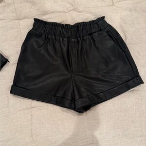 Forever 21 Black Leather High Waist Women's Shorts